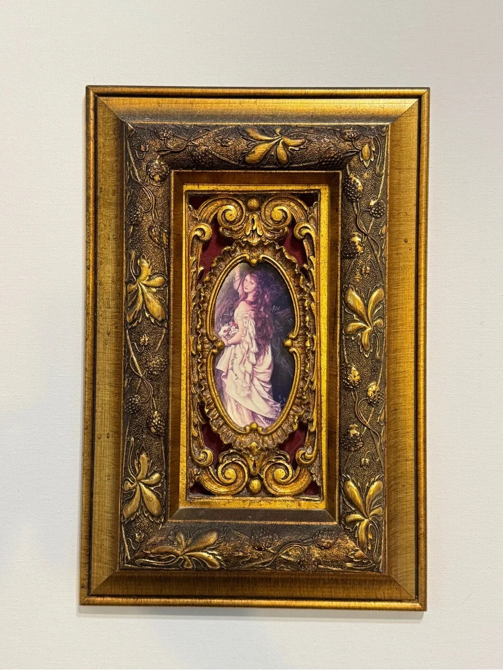 Rare Vintage ORNATE GOLD FRAME OPHELIA BY ARTHUR HUGHES PRINT 15” X 10”